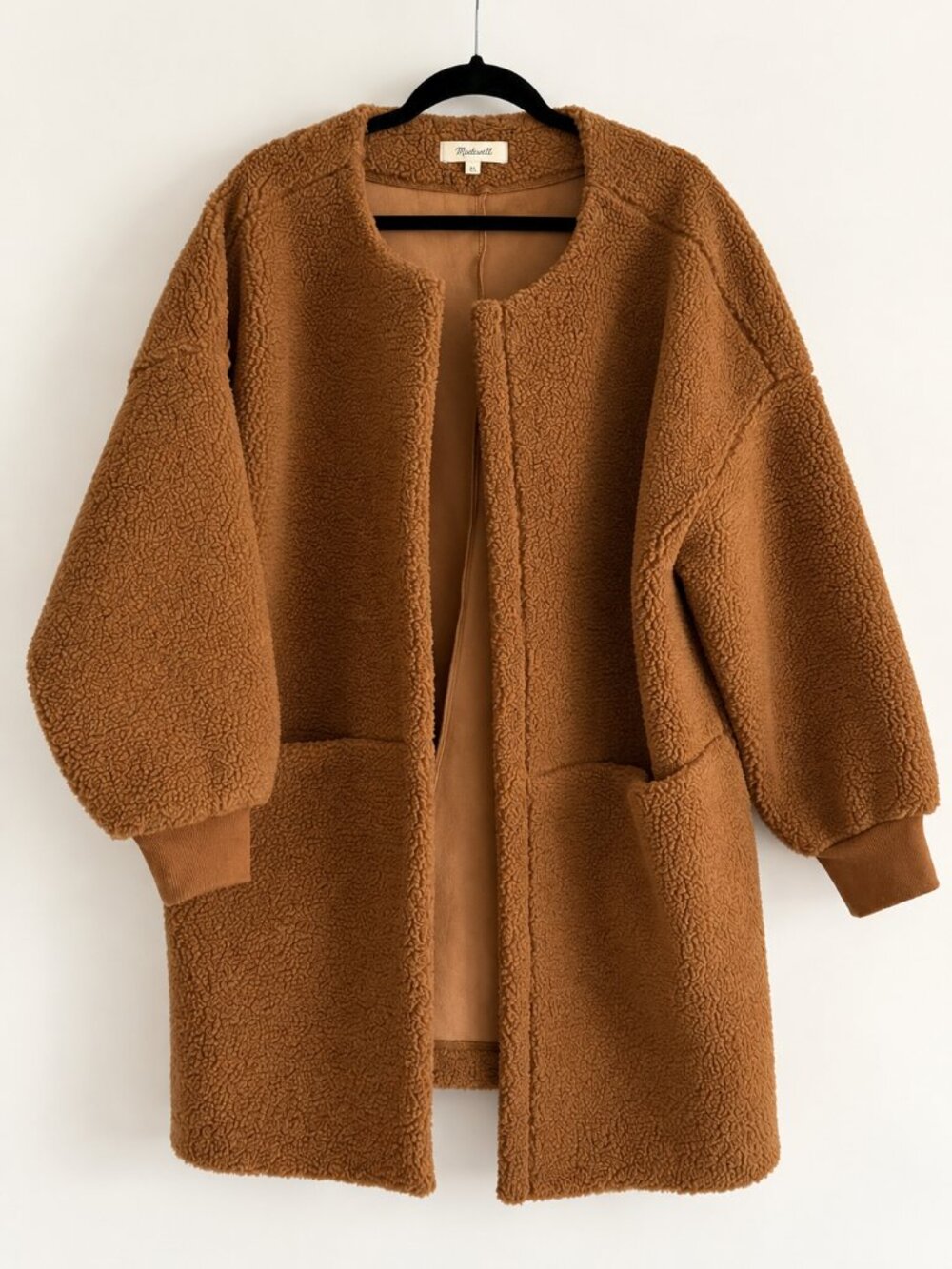 Madewell Camel Teddy Sherpa Open Front Coat XL